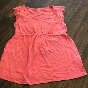 Motherhood maternity coral eyelet tieback top